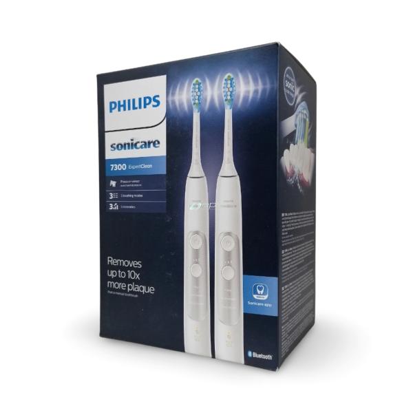 Philips HX9611/19 Expert Clean 7300 Doppelpack mit 2 Zahnbürsten und 4 Aufsätzen